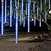 OMGAI LED Meteor Shower Rain Lights - Waterproof Drop Icicle Snow Falling Raindrop 30cm 8 Tubes Cascading Lights for Wedding Xmas Home D?cor, Blue