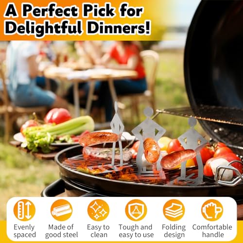 2 Stück Grillwursthalter Aus Edelstahl, Kreativer Stehender Mann Wurst Grillständer, Grill Zubehör für Gasgrill, Hot Dog BBQ Tools Für Outdoor Camping Kochzubehör