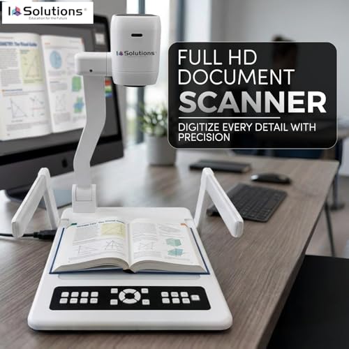 Image of Desktop Visualizer Full HD 8MP Document Scanner with Camera, Auto Focus, Touch Control Panel, HDMI in /Out, VGA in /Out, Document Scanner Visualizer - White Colour