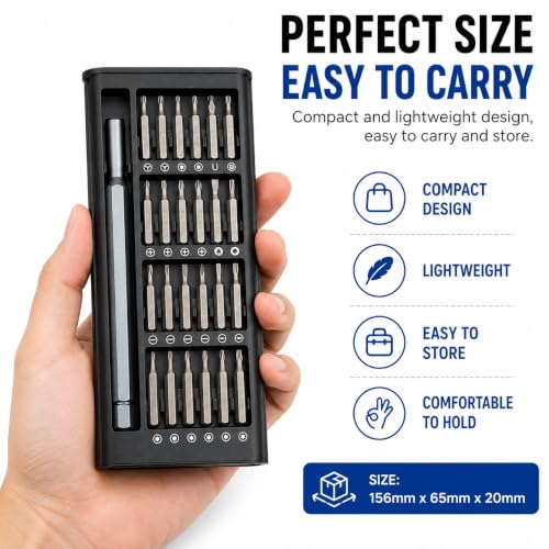 Image of 24-in-1 Precision Screwdriver Set, Magnetic Repair Kit with Aluminum Handle