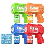 Panacare 4 Pack Bubble Gun 6 Holes with LED Night Light 10000+Rich Bubbles Automatic Bubble Gun Blower for Kids, Summer Outdoor/Indoor/Party/Birthday/Wedding Best Gifts for Kids