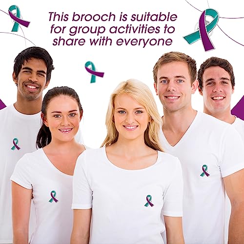 Batiyeer Suicide Prevention Awareness Ribbon Pin Bulk, Teal Purple Awareness Ribbon Pin for Souvenir Series Gift, Party Favor3