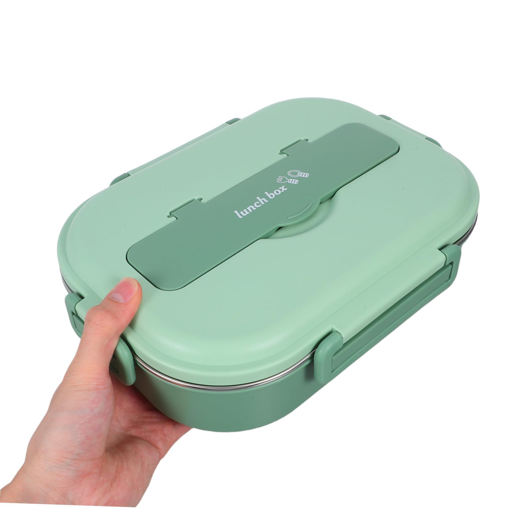 Fiambrera Bento para Adultos de Acero Inoxidable 1500ml, 4 Compartimentos | Verde, Hermética y Dividida, Incluye Tazón para Sopa, Vajilla, Palillos y Cuchara, Decoracion Colegio