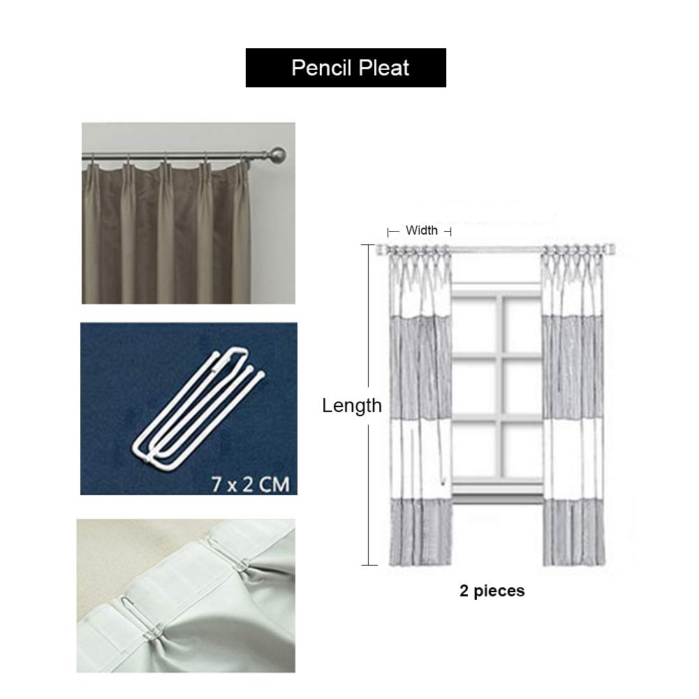 Couleur Unie Rideaux Voilage Lin Bleu Rideaux Voile Crayon Plissé 2 Panneaux Pour Salon Balcon Chambre À Coucher,Bleu,W135xL244cm