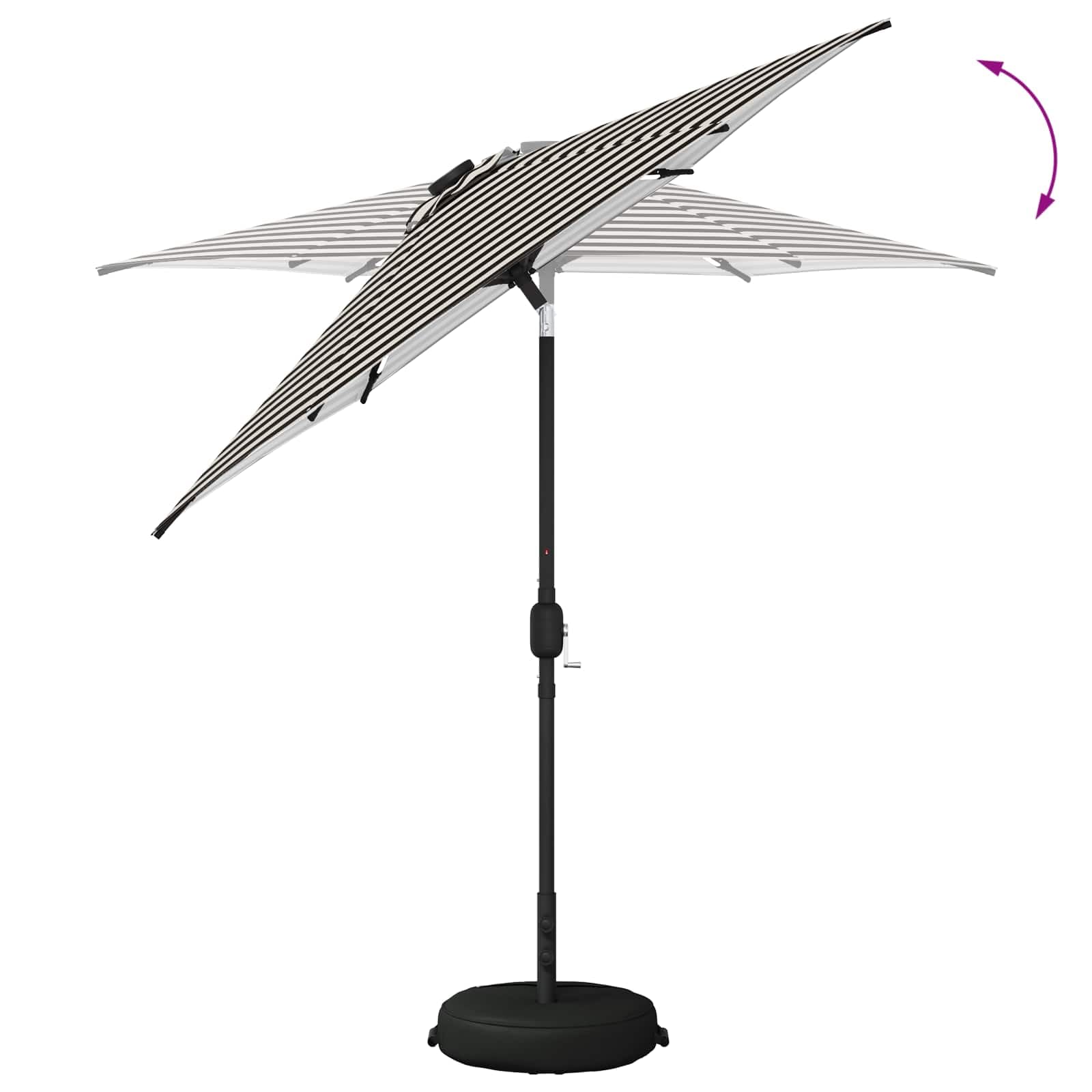 Parasol ogrodowy z diodami LED, 230 x 230 cm, poliester, ochrona przed promieniowaniem UV, odporny na warunki atmosferyczne i wodoszczelny, pochylany i zginany, idealny na taras, balkon, do