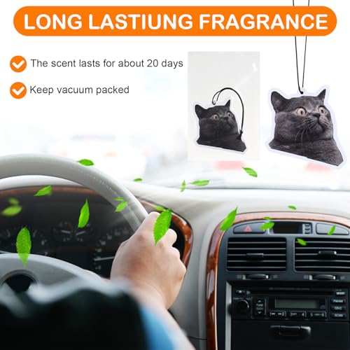 Image of 18 Pack Car Hanging Freshener Cat, Car Accessories Funny Cute Cat for Women and Men Hanging Air Freshener Interior Room Decorations Pendant Supplies