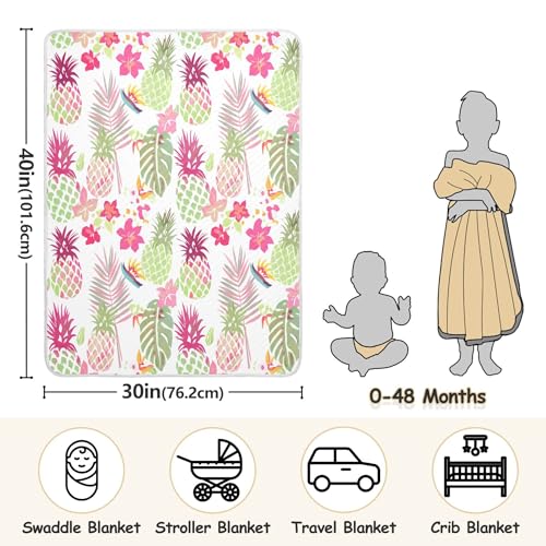 Burbuja Colorful Pineapples Baby Blanket for Boys Girls, Nursery Soft Warm Swaddling Receiving Baby Blankets, 30x40 in Toddler Blanket3