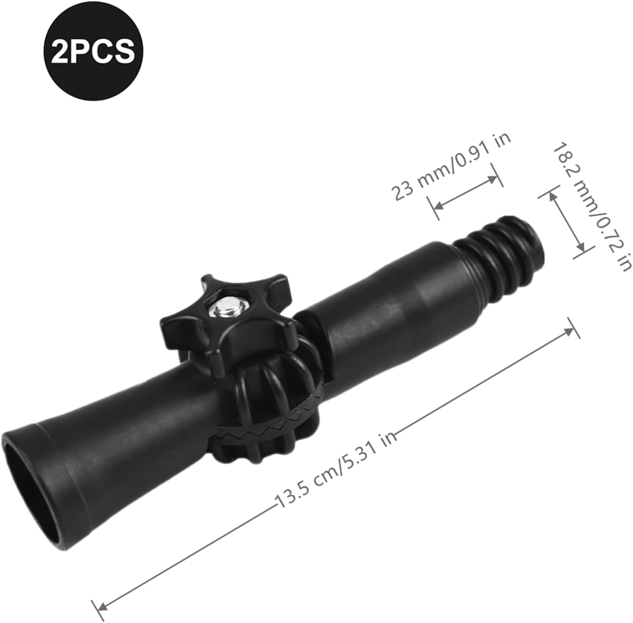2 Pack 360° Swivel Threaded Extension Pole Angle Adapter, Black Plastic Adjustable Locking Connector, Standard Thread Fitting for Mop Duster Broom Cleaning Telescopic Poles