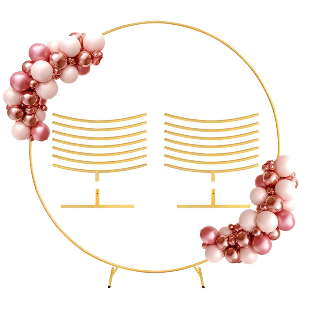 Metal Balloon Arch Stand,2M Gold Metal Balloon Circle Frame,Detachable and Reusable,Christmas Arch, Party Balloon Stand for Spring Party, St Patrick's Day & Wedding Birthday Decoration