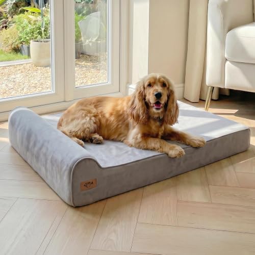 Image of Sytopia Orthopedic Dog Beds for Large Dogs - 7 inch Extra Thick Memory Foam Pet Couch for Senior Dogs and Great Danes with Waterproof Liner & Washable Cover, Nonskid Bottom, 46 inchx28 inchx7 inch, Grey