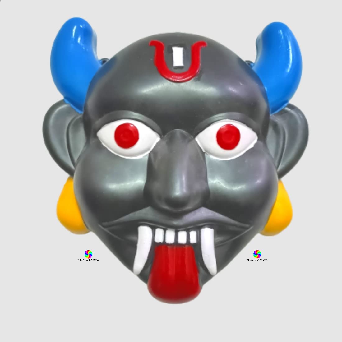 DRAVY HANDICRAFTS Nazar Battu for home entrance Evil Eye Protector Plastic Mask For Pooja Wall Hanging Nazar Suraksha Kawach for House Entrance, Office, Shops, Car, Truck (Size- 7X7 Inches)