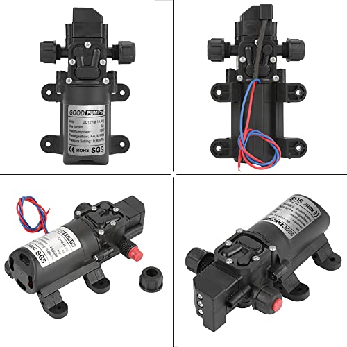 Outbit Selbstansaugende Pumpe 12 V, Wasserpumpen DC 12 V, 0,9 MPa, 6 l/min, 70 W, Hochdruckmembran, Garten, Landwirtschaft, Bewässerung, Schlauch für Wohnwagen Camping Boot