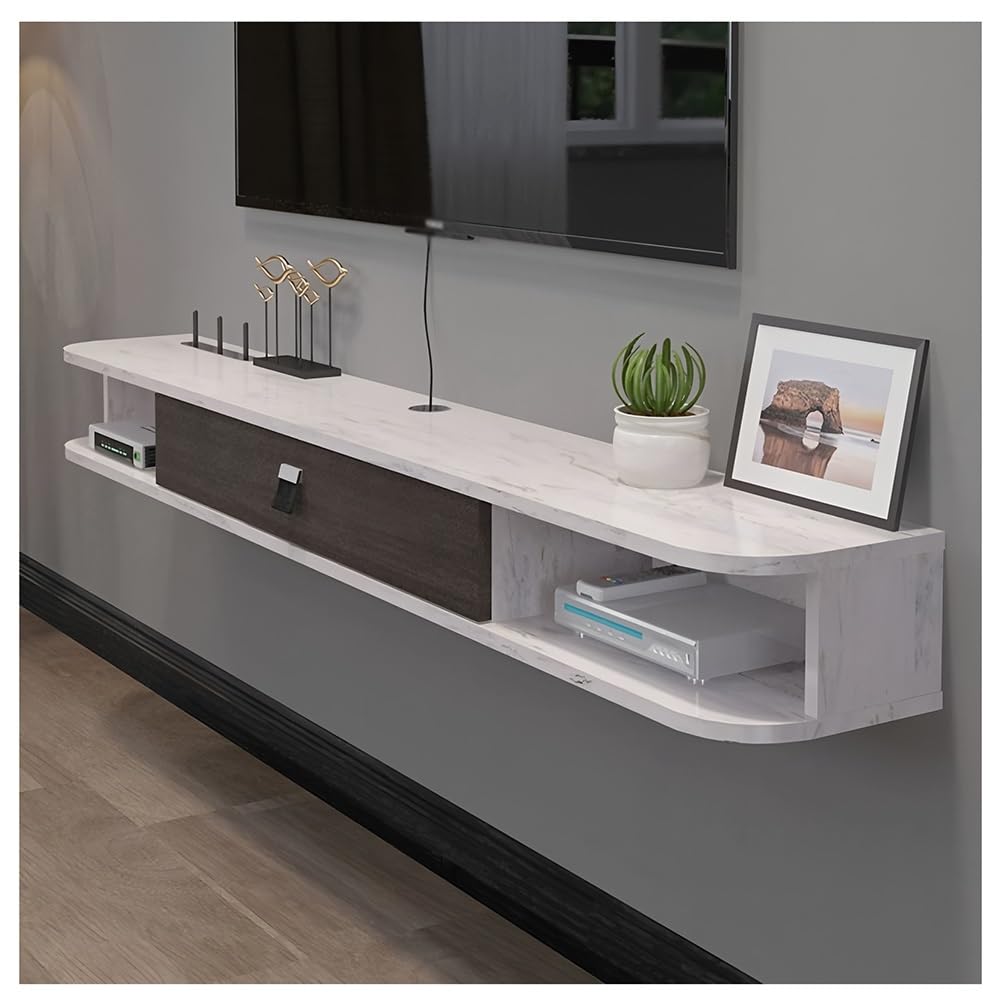 JXYQ Floating TV Stand, Wall Mounted Storage Cabinet with Cable Management, Console Media Entertainment Shelf for Living Room and Bedroom