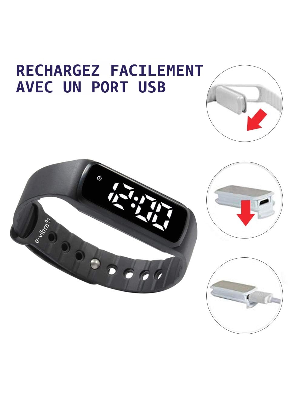 Montre d'alarme vibrante Montre de rappel médical avec minuterie et 12 alarmes quotidiennes