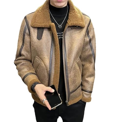 Vestes en fourrure pour homme élégance haut de gamme kaki