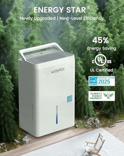 Waykar 5000 Sq.Ft Energy Star Dehumidifier for Basement & Home, 80 Pint/Day with Drain Hose & Tank, Ultra Quiet (40 dB), Smart Auto Comfort Mode - 2