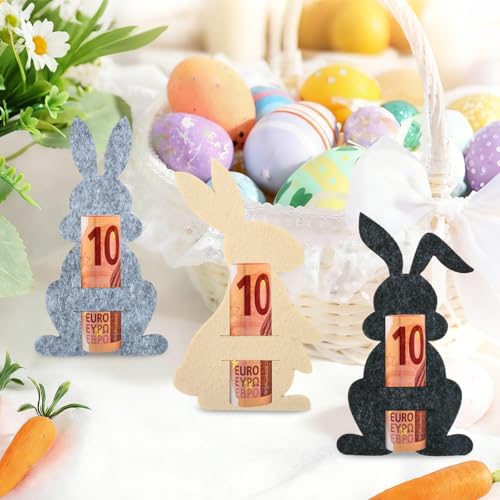 DIELOVEHUA 6 Stück Ostern Geldgeschenke Set, Ostern Geldgeschenk Filz, Niedliches Häschen Geldgeschenke, Geldgeschenk Verpackung, Lustige Ostergeschenke Kinder (A)