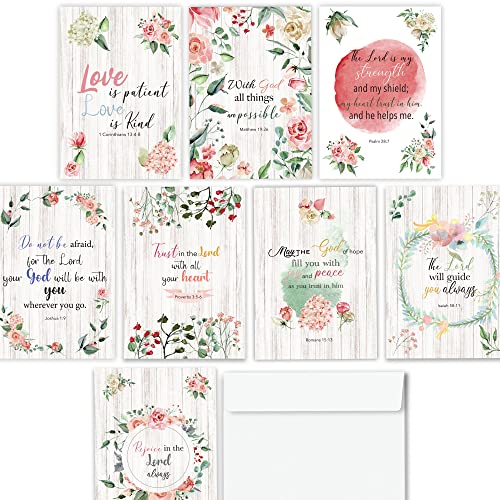Hat Acrobat 24 Christian Greeting Cards With Envelopes - 8 Designs With 3 Scripture Cards Each (Floral) #TOP23