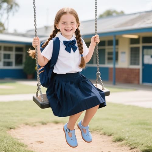 Image of Kiderence Toddler Girl Mary Jane School Uniform Dress Shoes Oxford Flats | Wide Toe Box Great Comfort for Student Shoe and Flower Girl Shoe for Wedding, Parties, Church