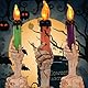 XUBX Halloween-Dekoration, 3-teilige LED-Kerzenlichter, Halloween-Skelett-Kerze Pfahl Lichter Garten, Kerze Skelett Pfähle, grün, orange, lila