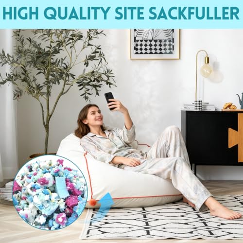 RANJIMA Memory Foam-Füllung für Sitzsäcke, Schaumstofffüllung Schaumstoff Flocken für Bean Bags Kissenfüllung Teddyfüllung Sitzsackfüller Kissen Stuhl Hundebett Schaumstoffflocken Nachfüllung 2,3kg