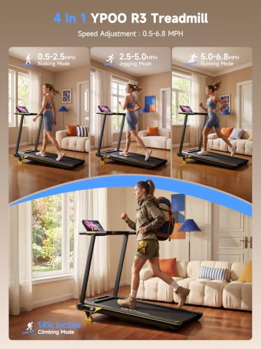 Image of YPOO Walking Pad with Incline, Slim Under Desk Treadmill for Home & Office