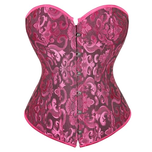 Kranchungel Corsets for Women Bustier Sexy Brocade Lace up Overbust Corset Waist Cincher Shapewear Top XX-Large Black Rose