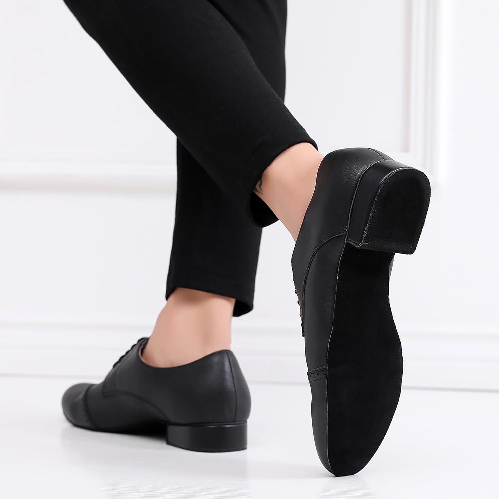 SWDZM Tanzschuhe Herren Leder Latein Tanzschuhe Niederhackig Ballsaal Tango Salsa Tanzschuhe Herren