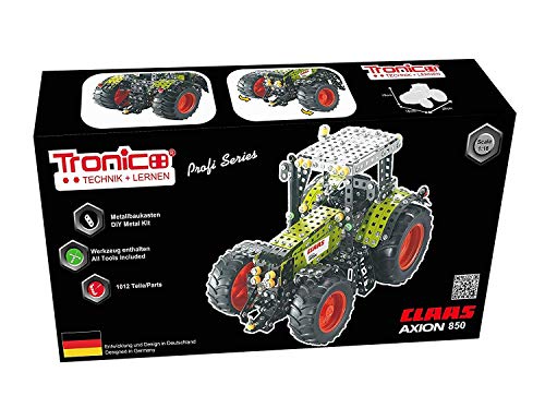 TRONICO Metallbaukasten Traktor Claas Axion 850 Konstruktionsspielzeug Mint STEM Modellbau Bauen mit Werkzeug