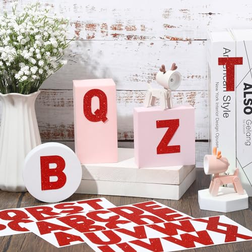 Image of Harloon 232 Pcs Large Glitter Letter Stickers, Red, 2.5 Inch