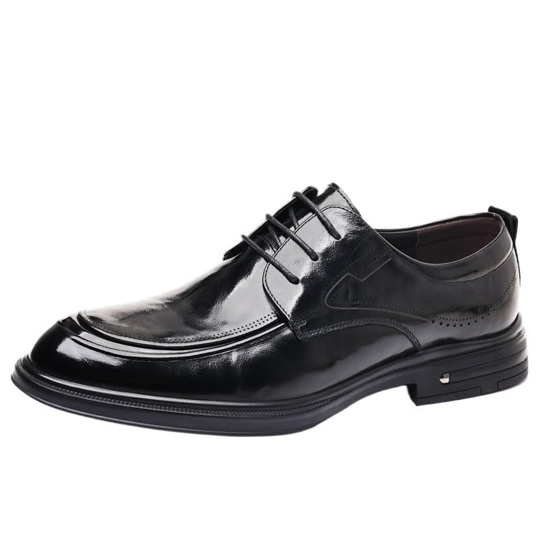 Black Patent Men's Dress Shoes Business Fashion Lace Up Shoe Rebound Shock Absorption Rubber Soft Sole Shoes for Men(D,8.5)