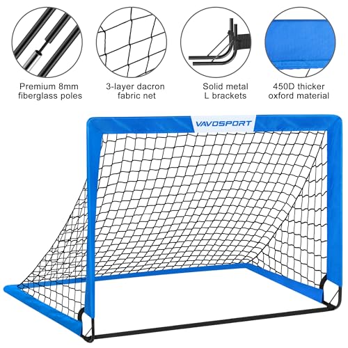 Image of Kids Soccer Goals for Backyard Set - 2 of 4' x 3' Portable Soccer Goal Training Equipment, Pop Up Toddler Soccer Net with Soccer Ball, Soccer Set for Kids and Youth Outdoor Games, Sports, Play