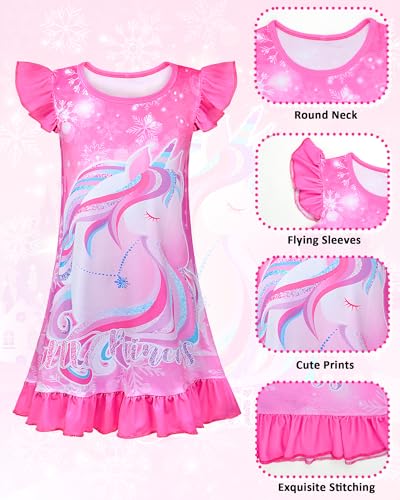 Image of Sylfairy Girls Nightgowns, Unicorn Nightgown Princess Pajama Dresses for Girls Sleepwear Nightie