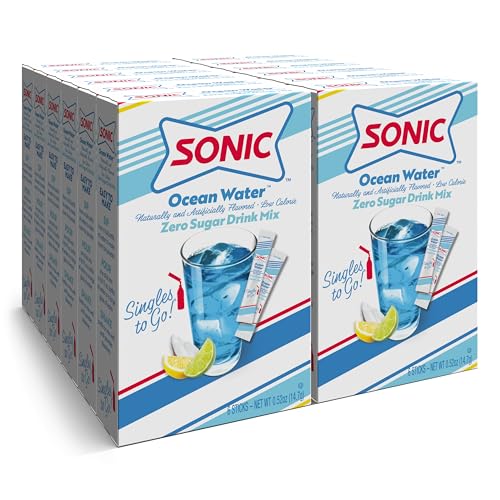 Sonic Singles To Go Powdered Drink Mix, Ocean Water, 6 Sticks Per Box, 12 Boxes (72 Sticks Total)