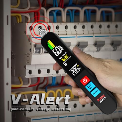 Image of BSIDE Voltage Tester, Non-Contact with 3-Phase Rotation Indicator & Signal Percentage, Rechargeable AC Electrical Voltage Detector Pen, High /Low Sensitivity with 6 Ranges, 3-Mode Alarm with Analog Bar