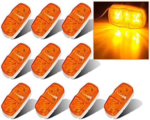 Led Amber Trailer Light, 12LED Side Marker Light, Double Bullseye Clearance Light, Surface Mount Waterproof Super Bright Safety Driving Light Fit for Most 12V RV Truck Camper Trailer (10 Pack)