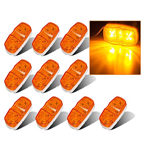 Led Amber Trailer Light, 12Led Side Marker Light, Double Bullseye Clearance Light, Surface Mount Waterproof Super Bright Safety Driving Light Fit For Most 12V Rv Truck Camper Trailer (10 Pack) #TOP29