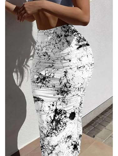 Yuopeid Women's Bodycon Fashion Printed High Waist Maxi Skirt Slim Fit Cocktail Night Party Casual Long Skirts4