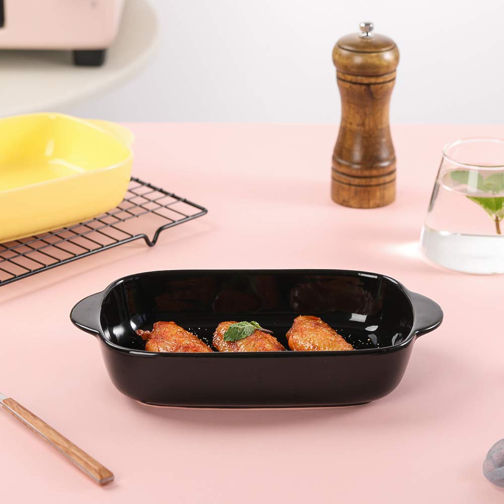 IHONYI Lot De 4 Plats à Lasagnes En Céramique - Petits Plats De Cuisson Carrés 400ml Avec Poignées