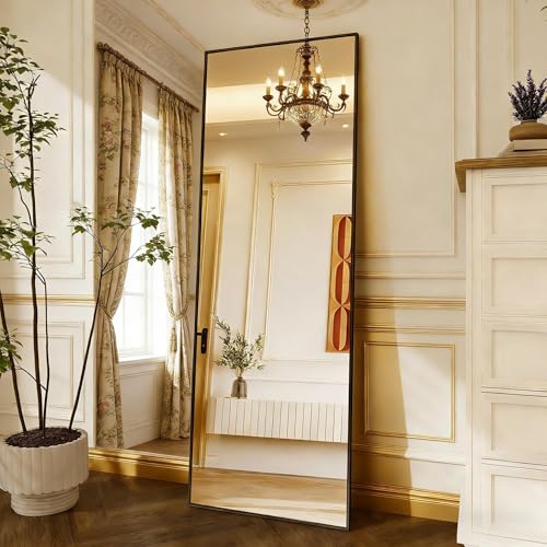PerGar Miroir Intégral, 164 x 54 cm, Miroir Rectangulaire sur Pied, Grand Miroir Mural pour Corps Entier, Debout ou Suspendu, pour la Chambre, Le Salon, la...