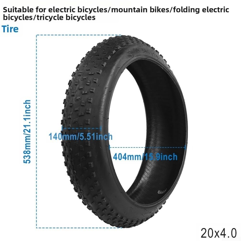 Neumático Ancho 20x4.0 para Bicicleta eléctrica, Bicicleta de montaña y Triciclo Plegable, neumático Antideslizante con Resistencia a pinchazos para Nieve, Playa y Ciclismo todoter