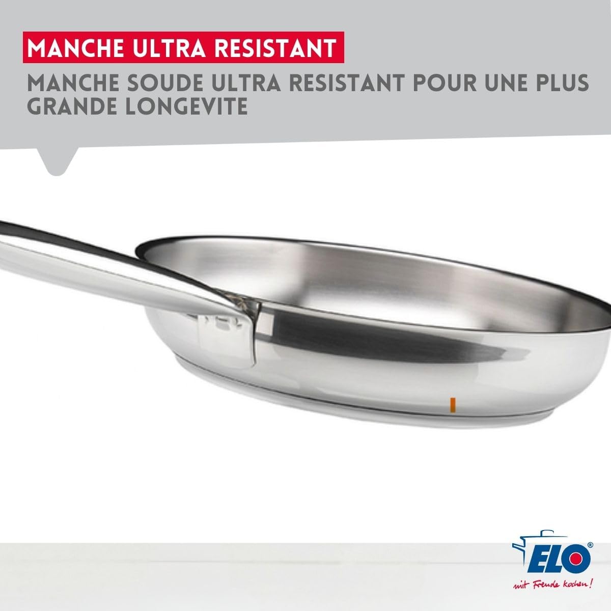 Elo 9903550 Lot de 3 poêles à frire inox 24 cm 28 cm et 32 cm, 2 poêles inox, à frire , de cuisine , Acier inoxydable, 24 cm 28 cm et 32 cm, Gris 7