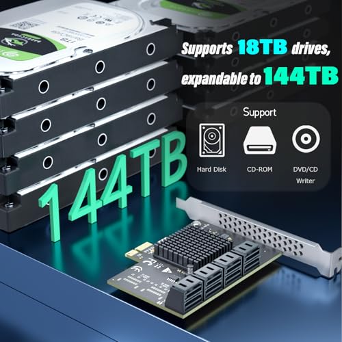 Image of 8-Port SATA Expansion Card (PCIe 3.0 x1 to 6Gbps SATA Card), Compatible with Windows /Mac /Linux /NAS