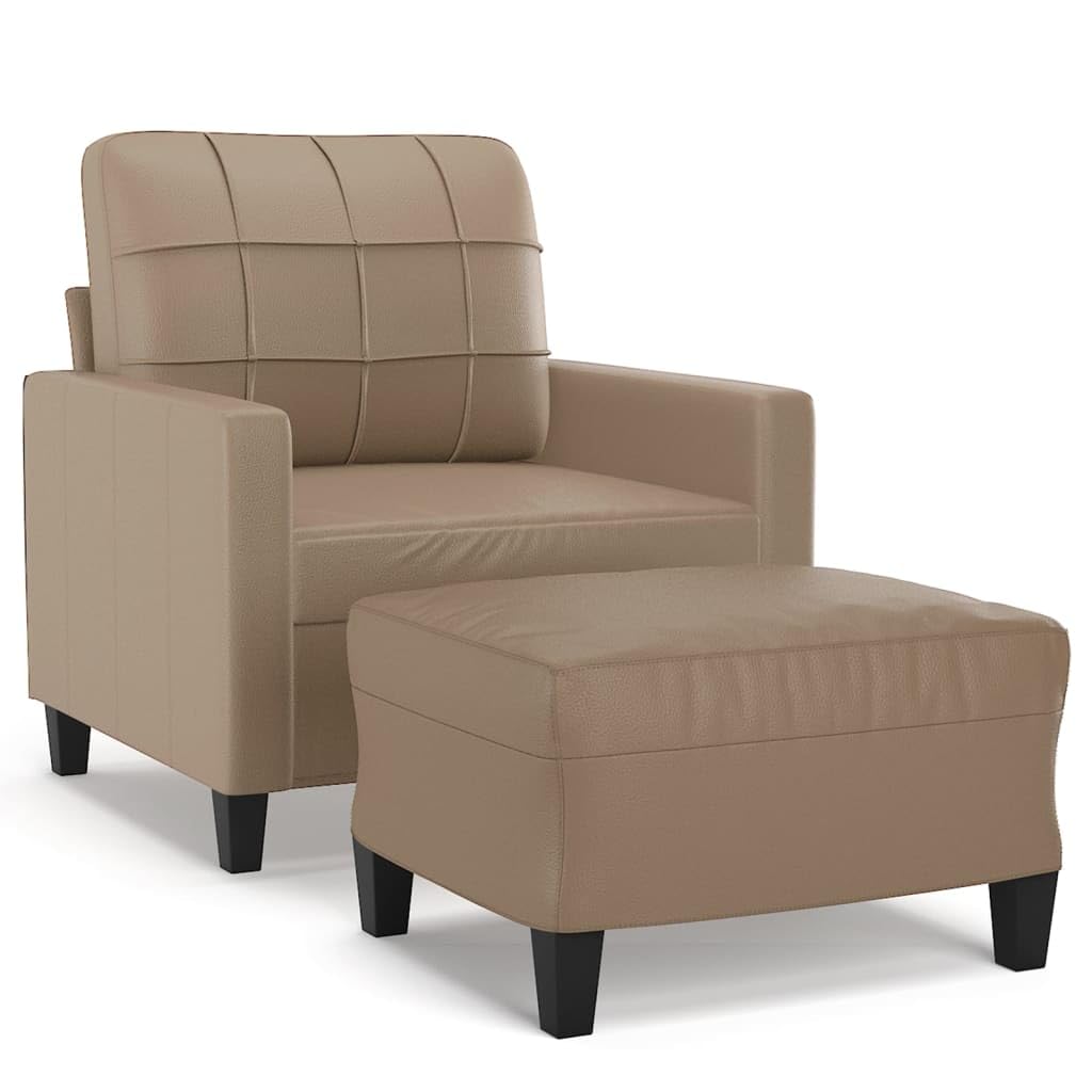 Sillón con taburete marrón capuchino moderno relax individual de piel sintética