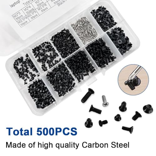 Image of COOLCOLD (2 Box) 1000 Pcs Laptop Screws Kit | Universal Notebook Computer Replacement Screws for SSD, HDD, Hard Drive & Keyboard Repair | Compatible with Dell, HP, Lenovo, Acer, Asus, Toshiba, Samsung