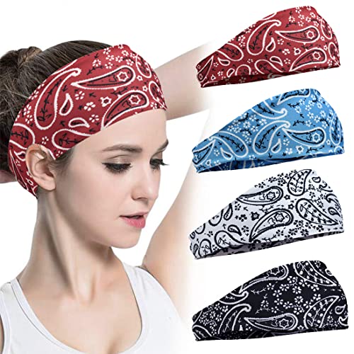Diademas para mujer, para yoga, correr, deportes, viajes, entrenamiento, bandas para el cabello, antideslizantes, para niñas, (juego A-4 unidades) Cover