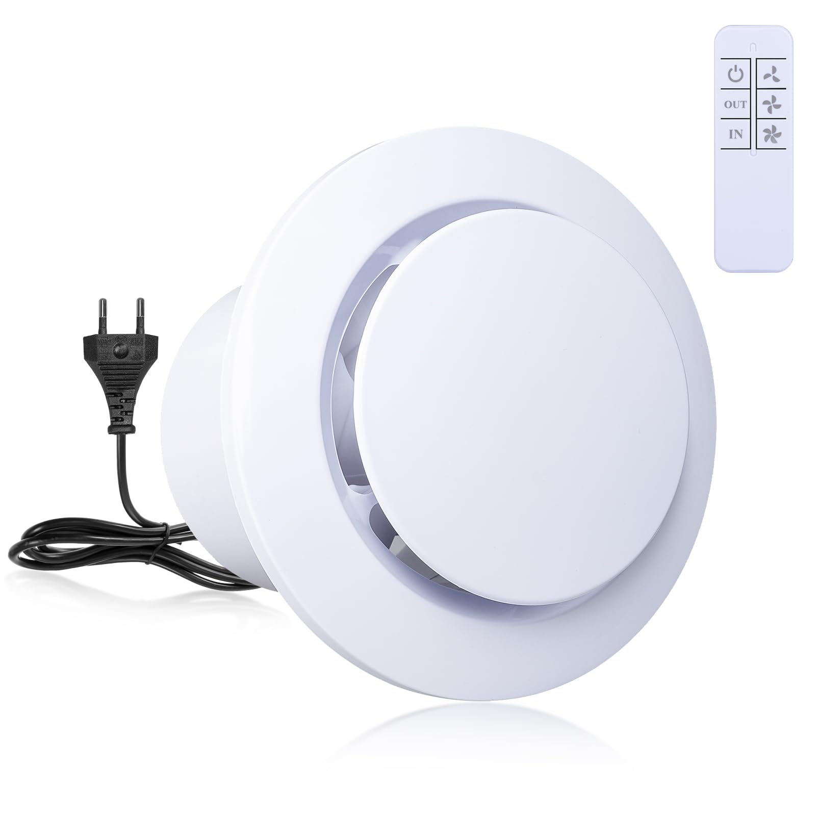 Carehabi Extractor De Baño 100 mm,Extractor Baño Silencioso Ventilador De Baño De Tres Velocidades Y Dos Vías con Mando A Distancia Inalámbrico para Baño,Cocina, Aseo,Invernadero