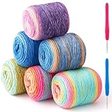 Maasechs Blumengarn zum Häkeln, Stricken, Farbverlauf, Kuchengarn...