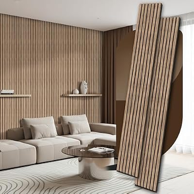 2 Pack Wood Panels for Wall, 106.3" × 11" Wood Slat Acoustic Panels for Wall, Soundproof Panels, 3D Fluted Panels for Interior Wall Decor (Natural Walnut)