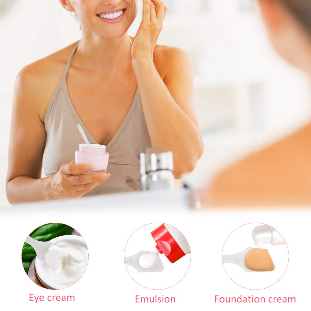 200 Pezzi Spatola per Trucco, Mini Spatole Cosmetiche per Trucco, Maschera Spatola per Varie Creme, Crema Idratante, Rossetto(8,2 x 1,5 cm, Bianca)
